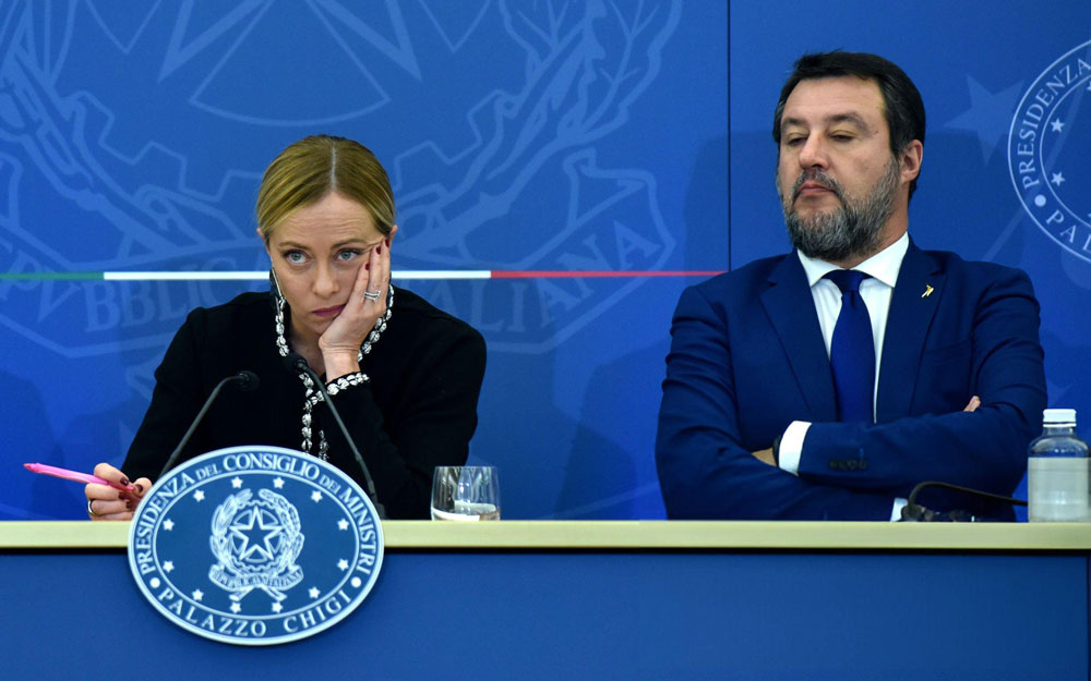 La Premier Giorgia Meloni e il Ministro delle Infrastrutture e dei Trasporti Matteo Salvini